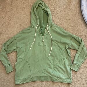 Aerie Size XS Oversized Green Hooded Pullover